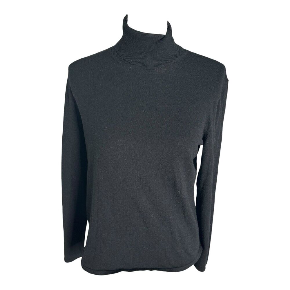 Chicos Sweater Womens 2 Turtleneck Stretch Pullover Black Casual Ladies‎